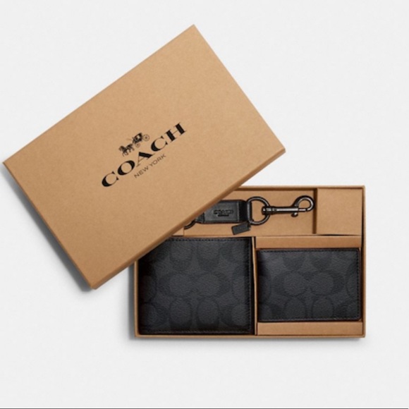 ๐ COACH Men Wallet Boxed 3 in 1 Wallet gift Set In Signature Canvas - Picture 12 of 12